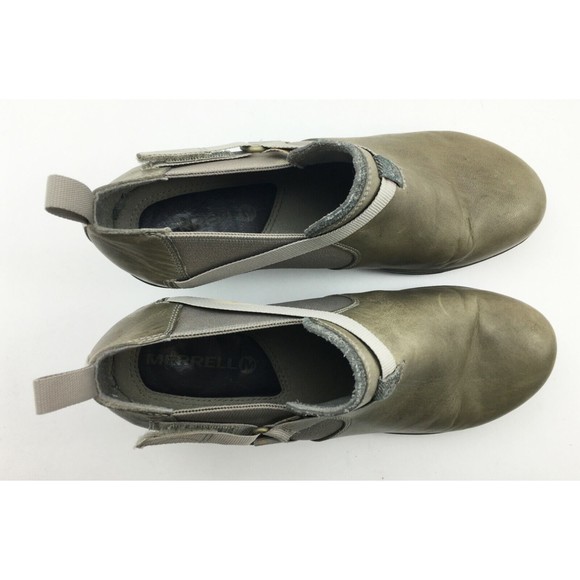 Merrell Aluminum Lt Olive Leather Harness Strap Pull On Ankle Booties-Women's 8 - Picture 7 of 10